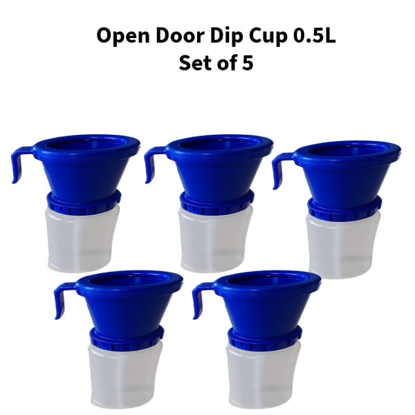 Open-Door-Teat-Dip-Cup-0.5L--Pre/Post-Milking-Disinfectant-Applicator-Set-of-5